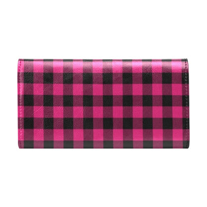 Pink Tartan Plaid Pattern Women's Trifold Wallet