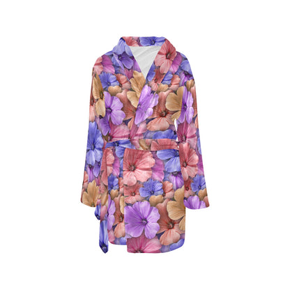 Colorful Geranium Pattern Women's Fleece Robe