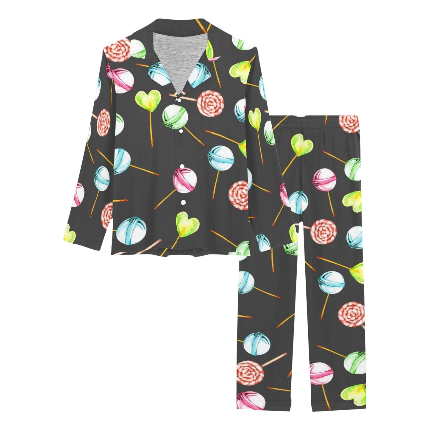 Lollipop Pattern Print Design LL02 Women's Long Pajama Set