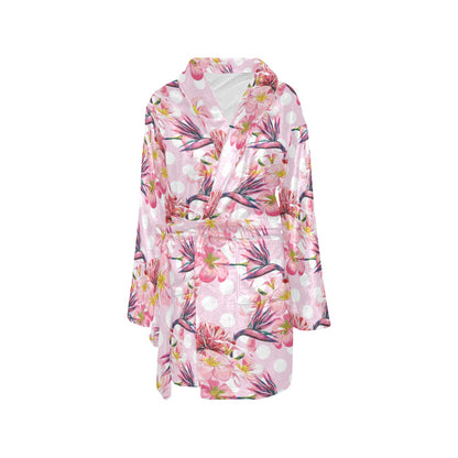 Bird Of Paradise Pattern Print Design BOP011 Women's Fleece Robe