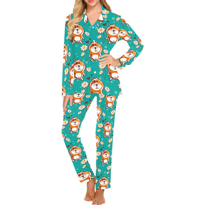 Hamster Pattern Print Design 01 Women's Long Pajama Set