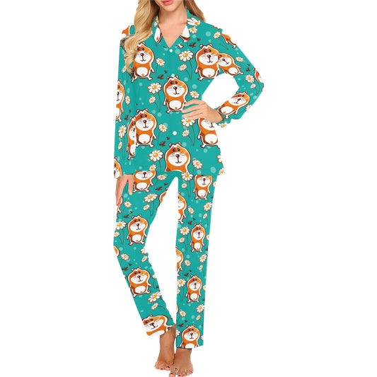 Hamster Pattern Print Design 01 Women's Long Pajama Set