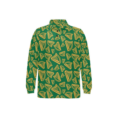 Harp Pattern Print Design 03 Long Sleeve Polo Shirt For Men's