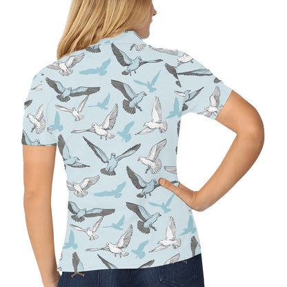 Pigeon Pattern Print Design 03 Women's Polo Shirt