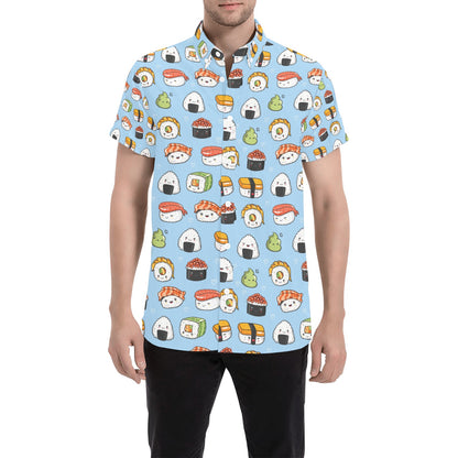 Sushi Print Design LKS303 Men Short Sleeve Button Up Shirt