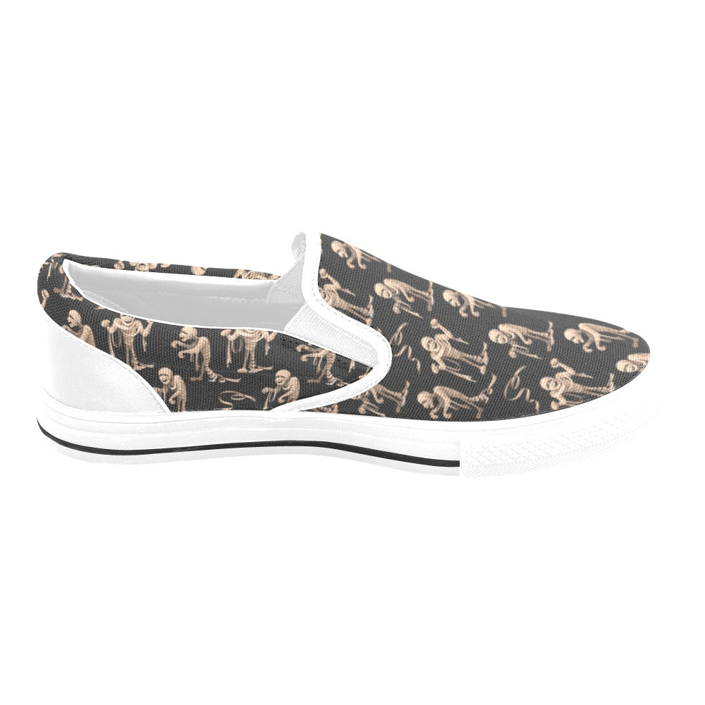 Mummy Print Design LKS302 White Slip Ons Canvas Women's Shoes