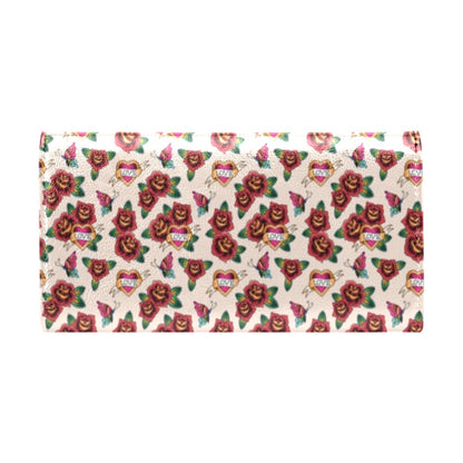 Old School Tattoo Rose Pattern Women's Trifold Wallet