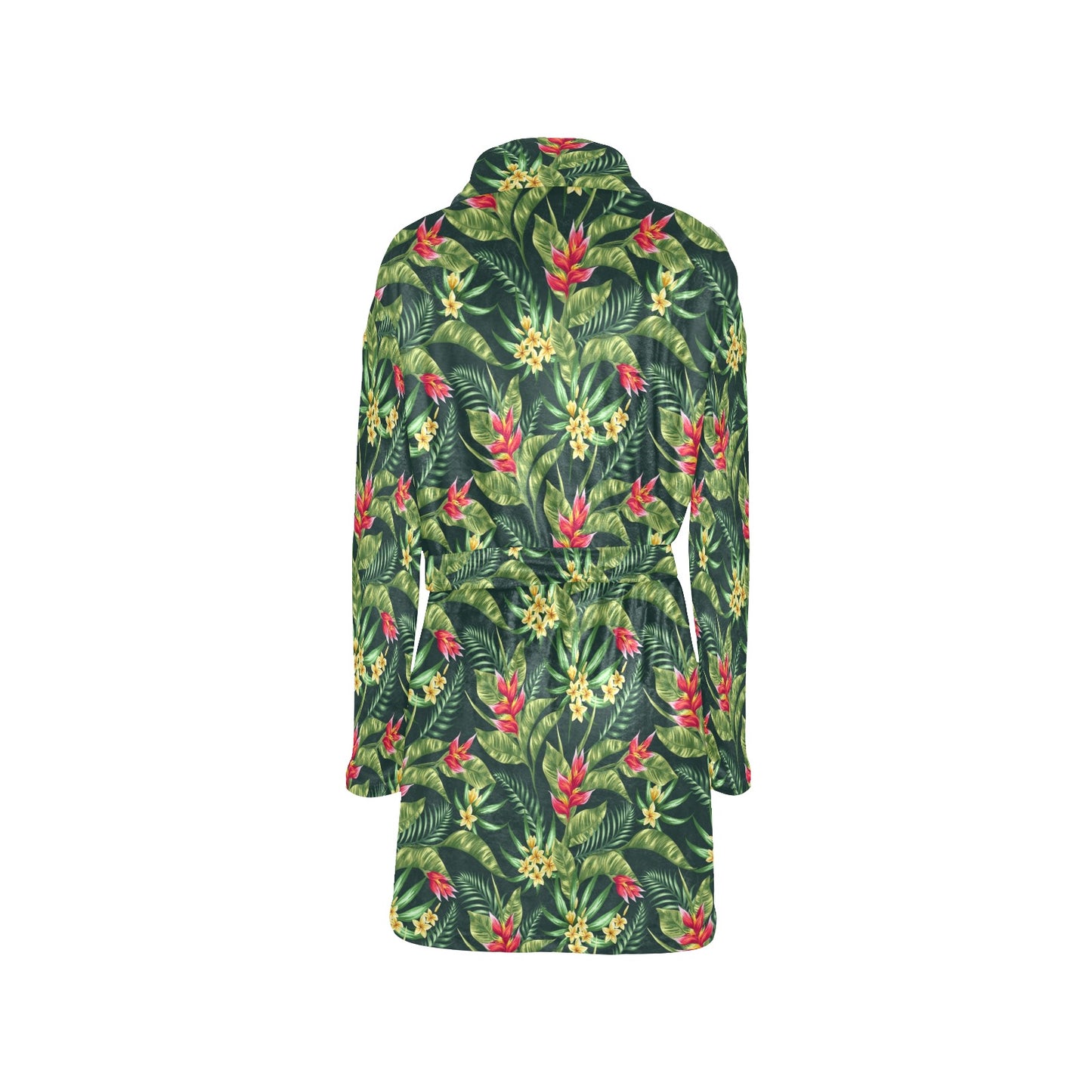 Tropical Folower Red Heliconia Print Women's Fleece Robe