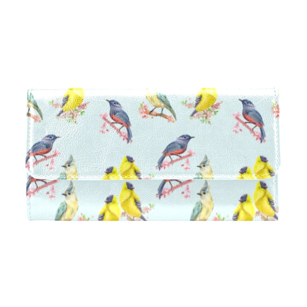 Bird Sweet Themed Print Pattern Women's Trifold Wallet