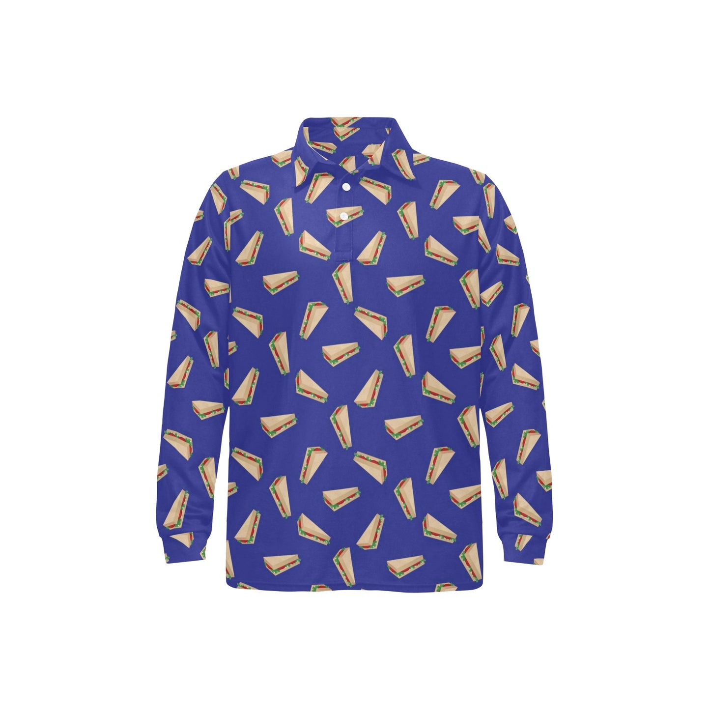 Sandwich Print Design LKS303 Long Sleeve Polo Shirt For Men's