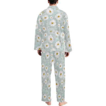 Daisy Pattern Print Design DS012 Men's Long Pajama Set