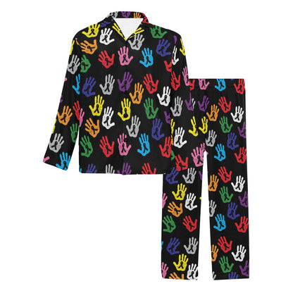 Cancer Awareness Pattern Print Design 04 Men's Long Pajama Set