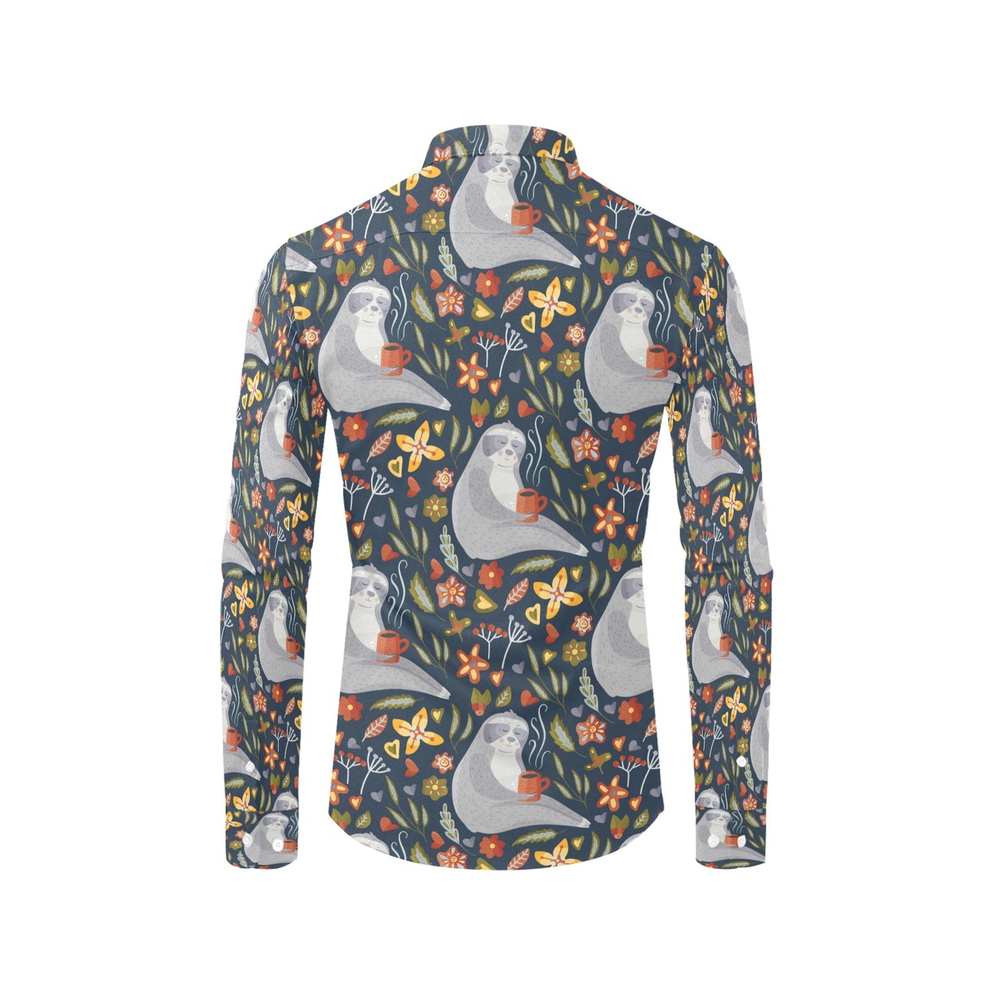 Sloth Print Design LKS303 Men's Long Sleeve Dress Shirt