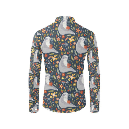Sloth Print Design LKS303 Men's Long Sleeve Dress Shirt