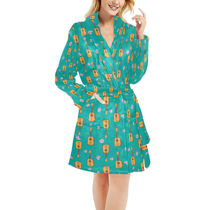 Ukulele Print Design LKS403 Women's Fleece Robe