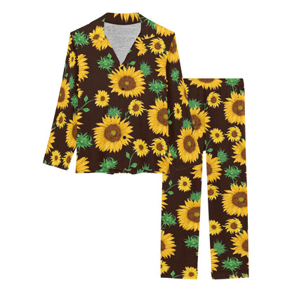 Sunflower Pattern Print Design SF01 Women's Long Pajama Set