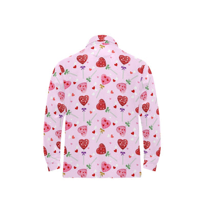 Lollipop Pattern Print Design LL07 Long Sleeve Polo Shirt For Men's