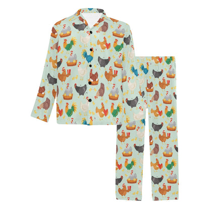 Chicken Pattern Print Design 07 Men's Long Pajama Set