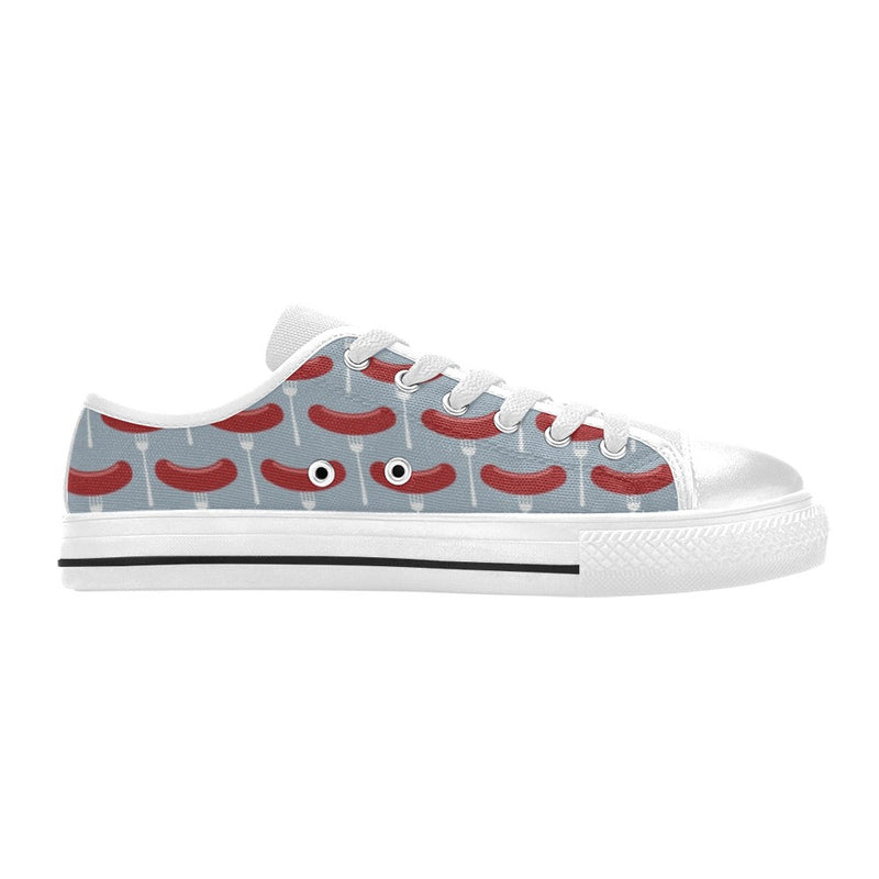 Sausage Print Design LKS301 Women's White Low Top Shoes