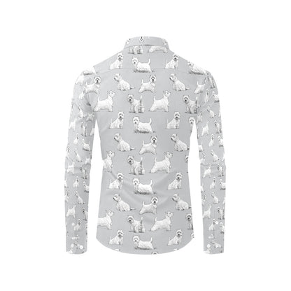 Scottish Terriers Print Design LKS3011 Men's Long Sleeve Dress Shirt