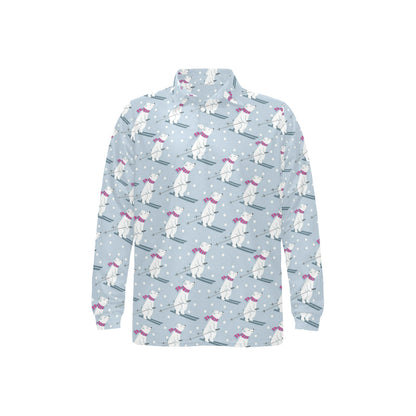 Ski Print Design LKS307 Long Sleeve Polo Shirt For Men's