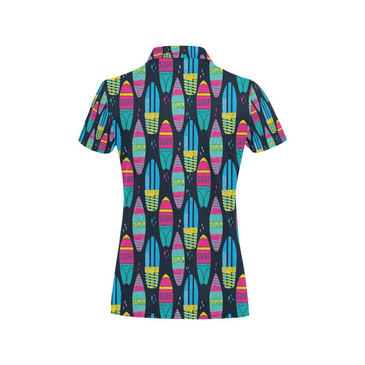 Surfboard Colorful Print Design LKS302 Women's Polo Shirt