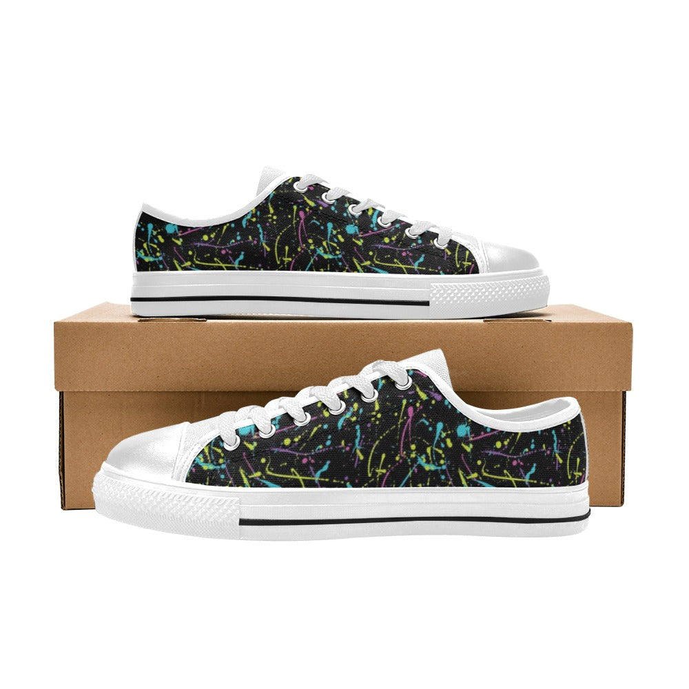 Splatter Multicolor Print Design LKS302 Women's White Low Top Shoes