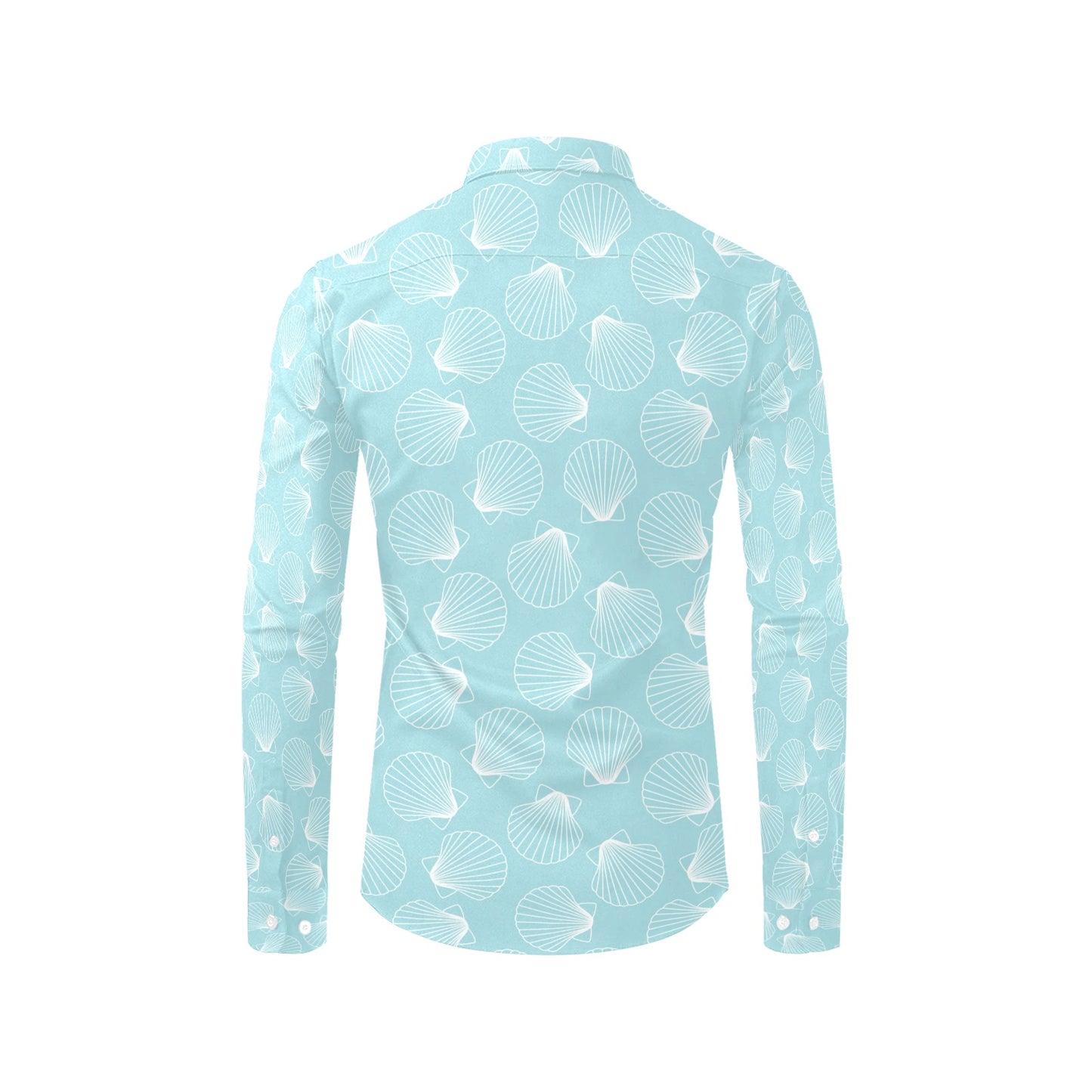 Seashell Print Design LKS3010 Men's Long Sleeve Dress Shirt