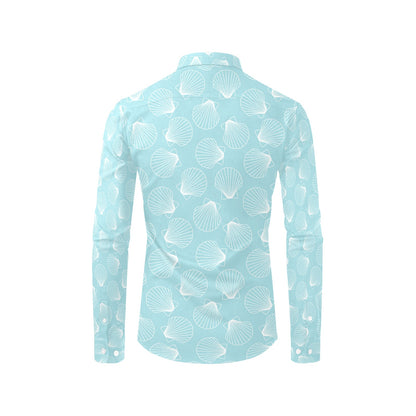 Seashell Print Design LKS3010 Men's Long Sleeve Dress Shirt