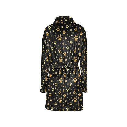 Paw Gold Print Women's Fleece Robe