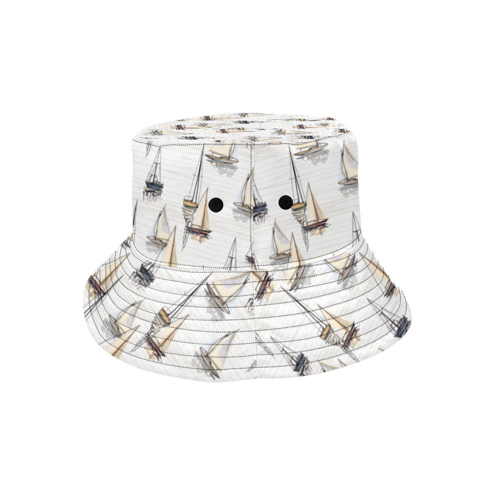 Sailboat Paint Pattern Print Design LKS307 Unisex Bucket Hat