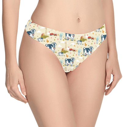 Cow Farm Design Print Women's Thongs