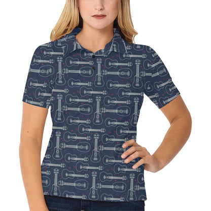 Ukulele Print Design LKS401 Women's Polo Shirt