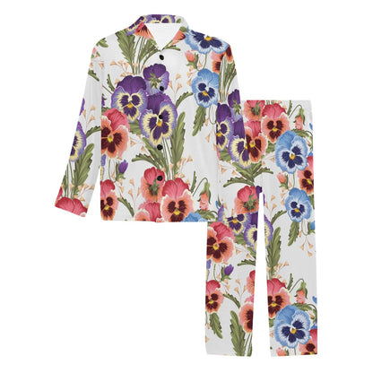 Pansy Pattern Print Design PS06 Men's Long Pajama Set