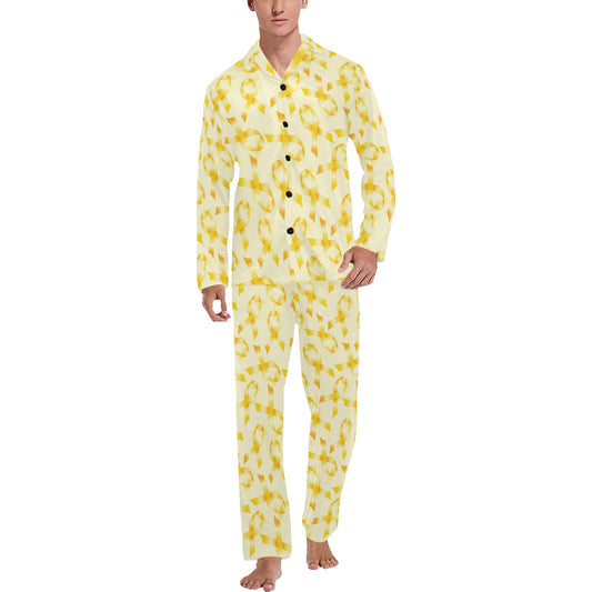 Childhood cancer Pattern Print Design 01 Men's Long Pajama Set