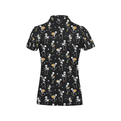 Skeleton Dance Print Women's Polo Shirt