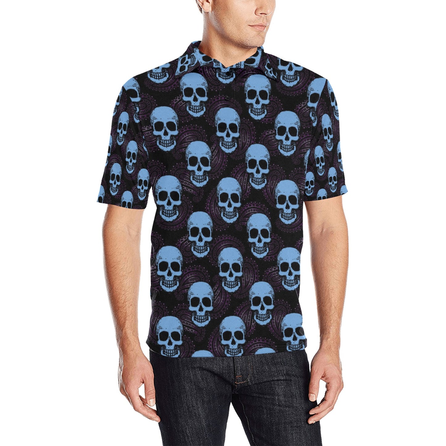 Skull Print Design LKS3012 Men Polo Shirt