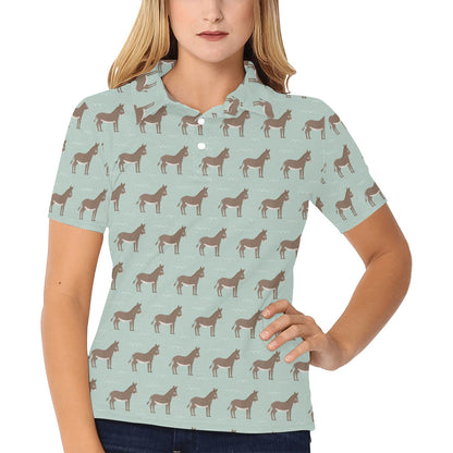Donkey Print Design LKS402 Women's Polo Shirt