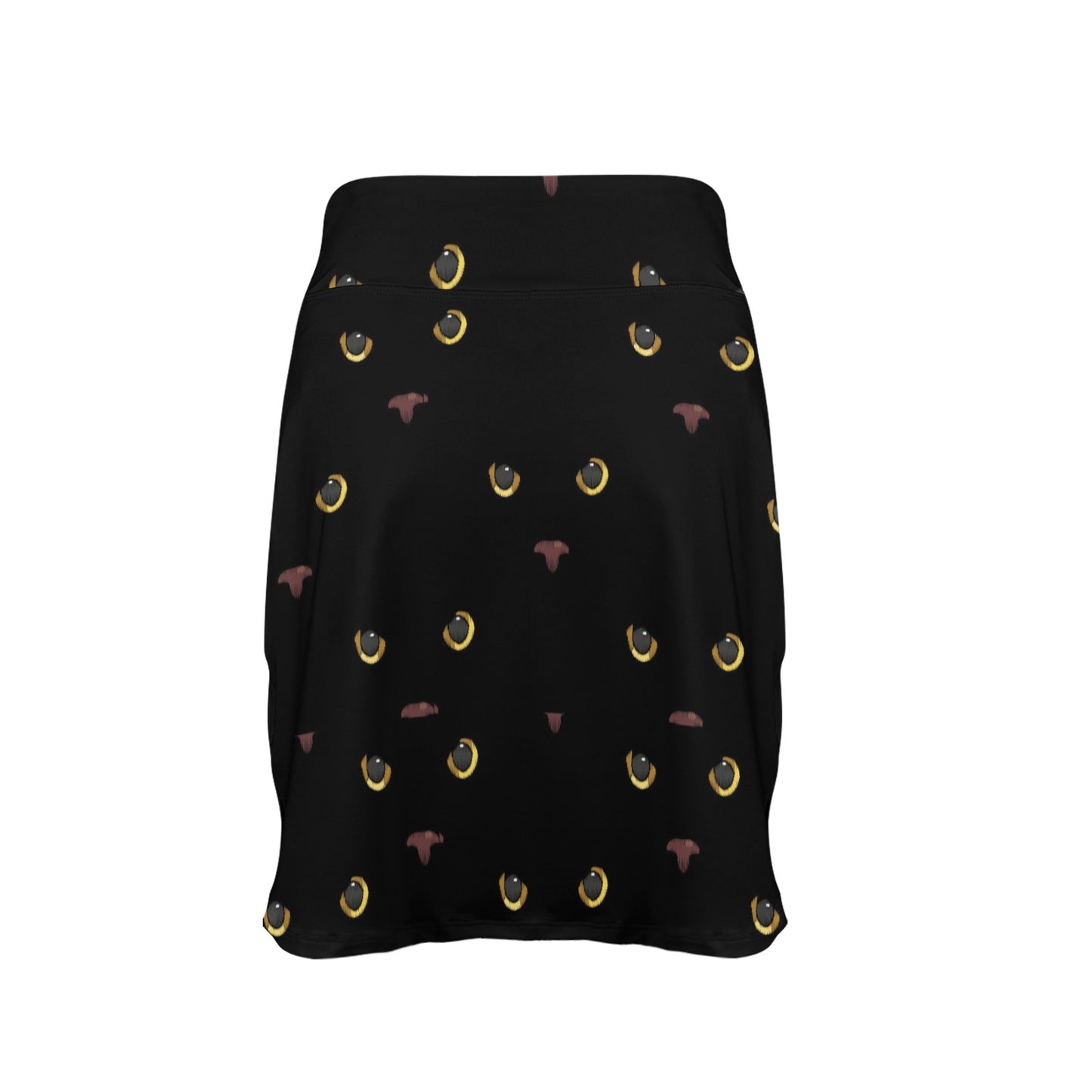Black Cat Face Print Pattern 17" Golf & Pickleball Skort with Pockets