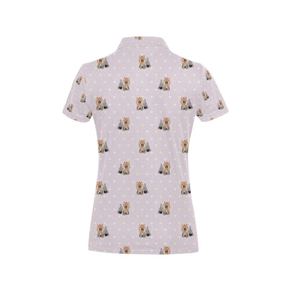 Yorkshire Terriers Print Design LKS302 Women's Polo Shirt