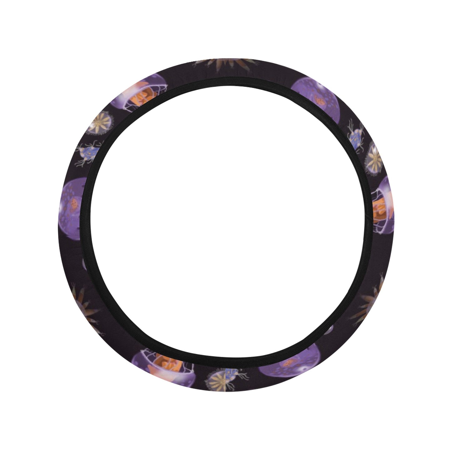 Seaweed With Jelly Fish Print Design LKS305 Steering Wheel Cover with Elastic Edge