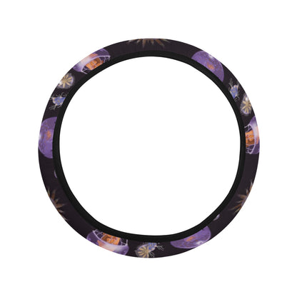 Seaweed With Jelly Fish Print Design LKS305 Steering Wheel Cover with Elastic Edge