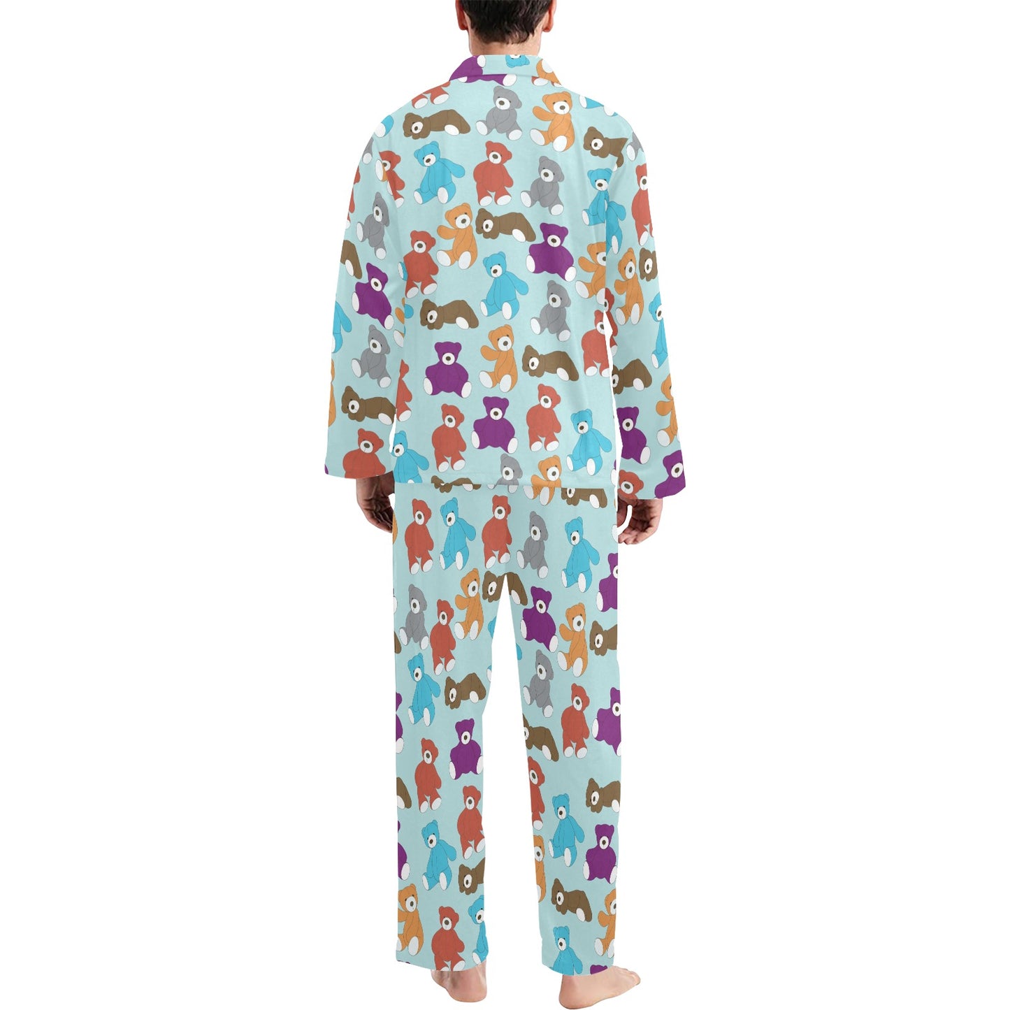 Bear Cute Pattern Print Design 03 Men's Long Pajama Set