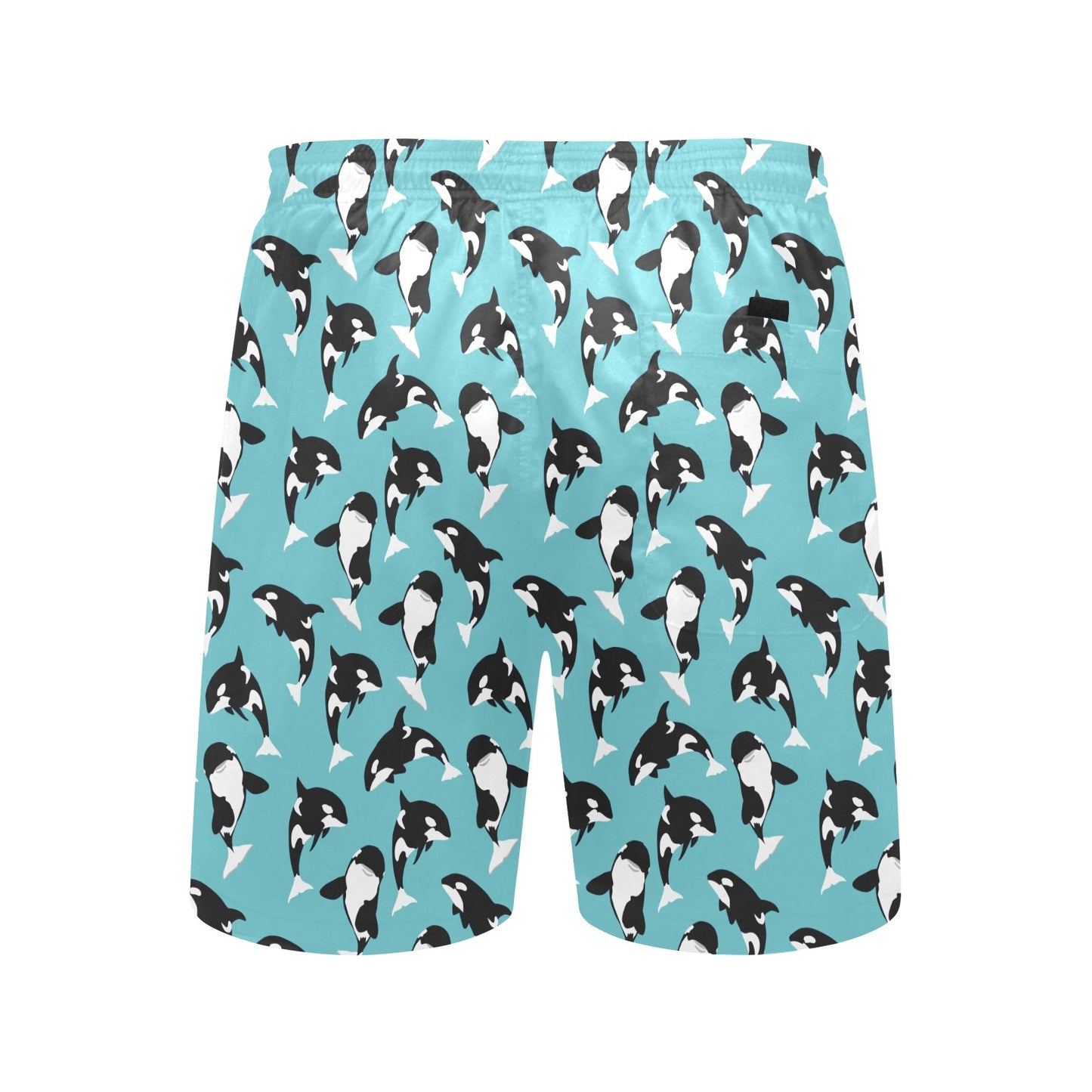 Whale Action Design Themed Print Men's Swim Trunks Beach Shorts