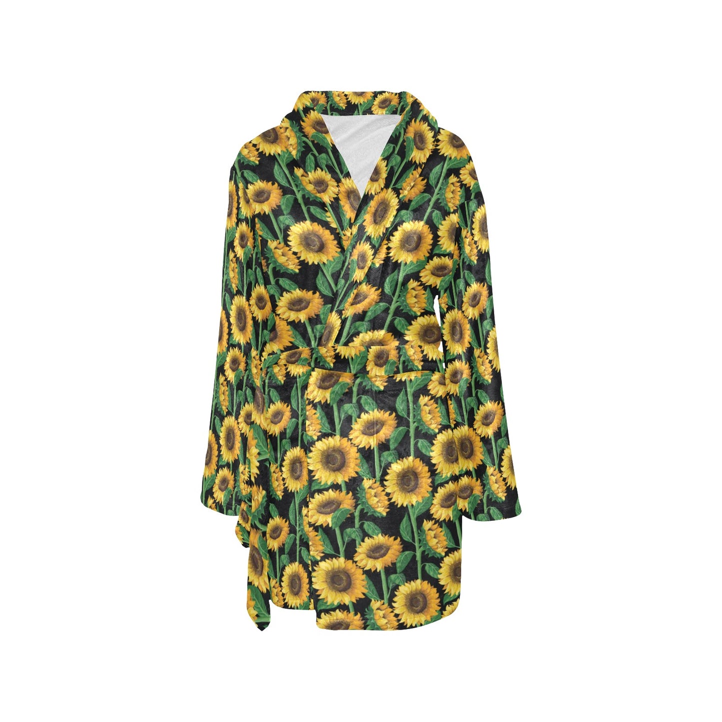 Sunflower Realistic Print Pattern Women's Fleece Robe
