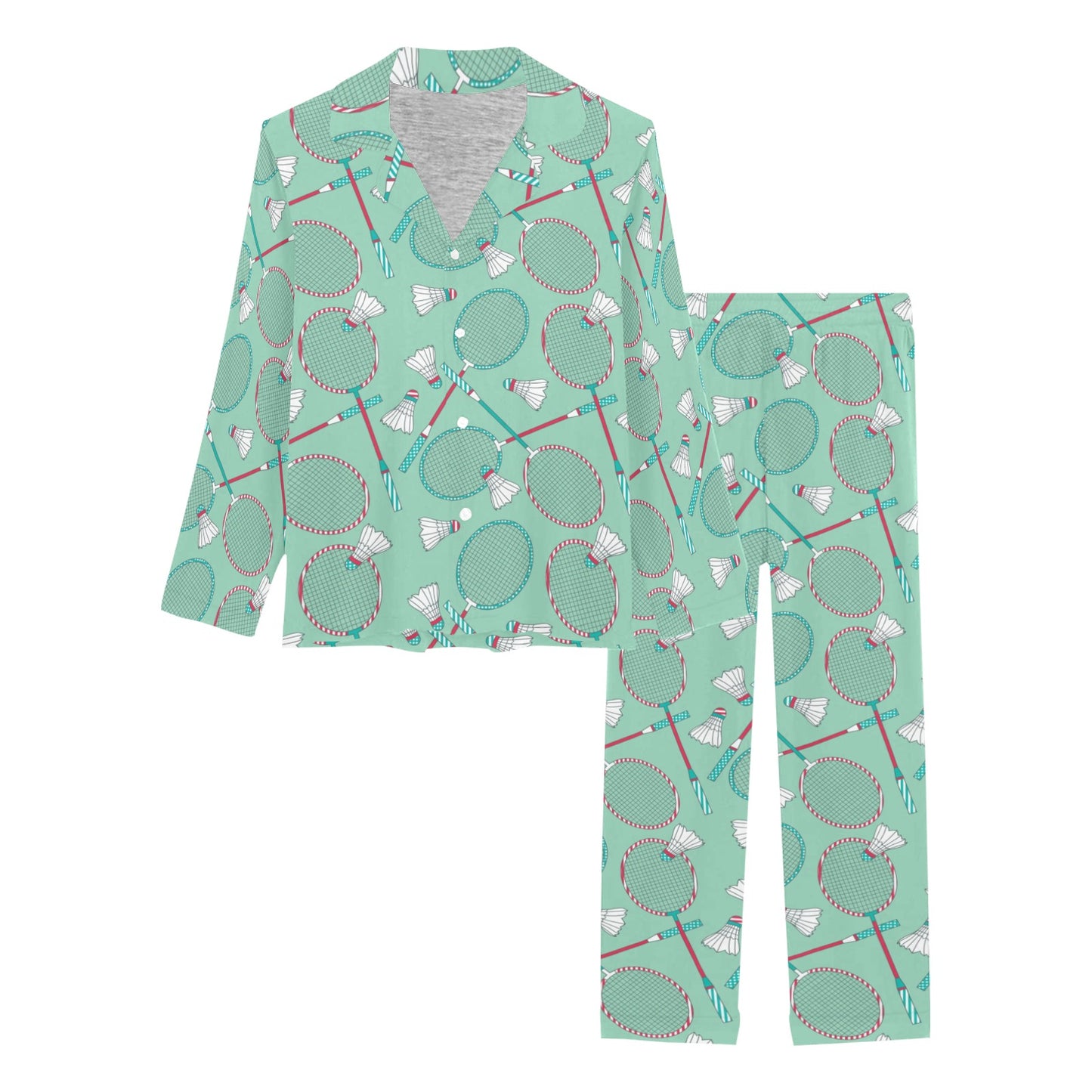 Badminton Pattern Print Design 05 Women's Long Pajama Set