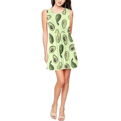 Avocado Pattern Print Design 02 Sleeveless Dress