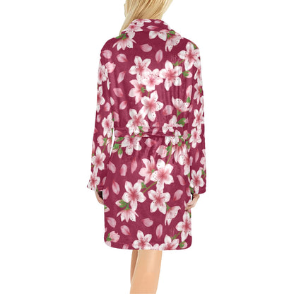 Cherry Blossom Pattern Print Design CB06 Women's Fleece Robe