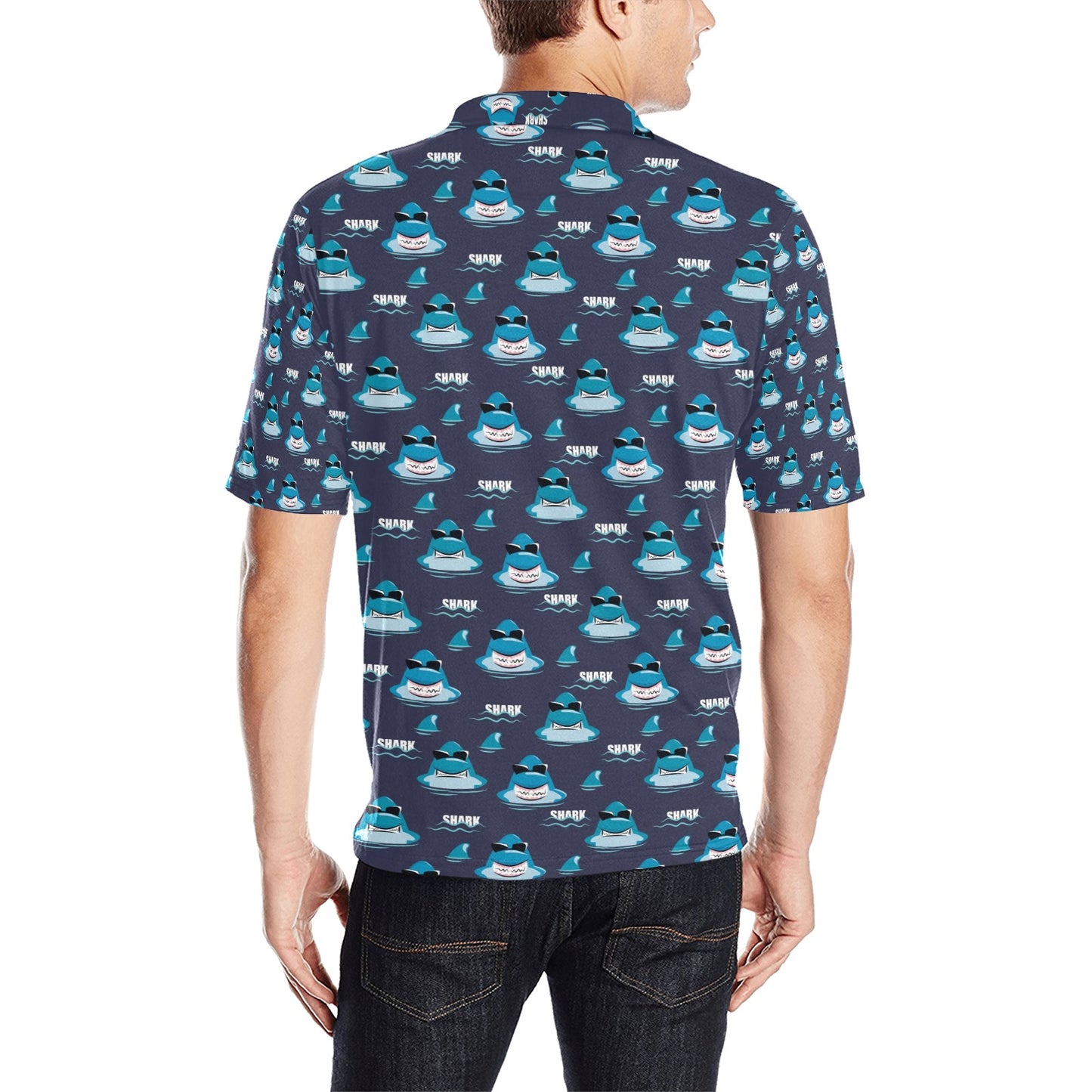 Shark Print Design LKS309 Men Polo Shirt