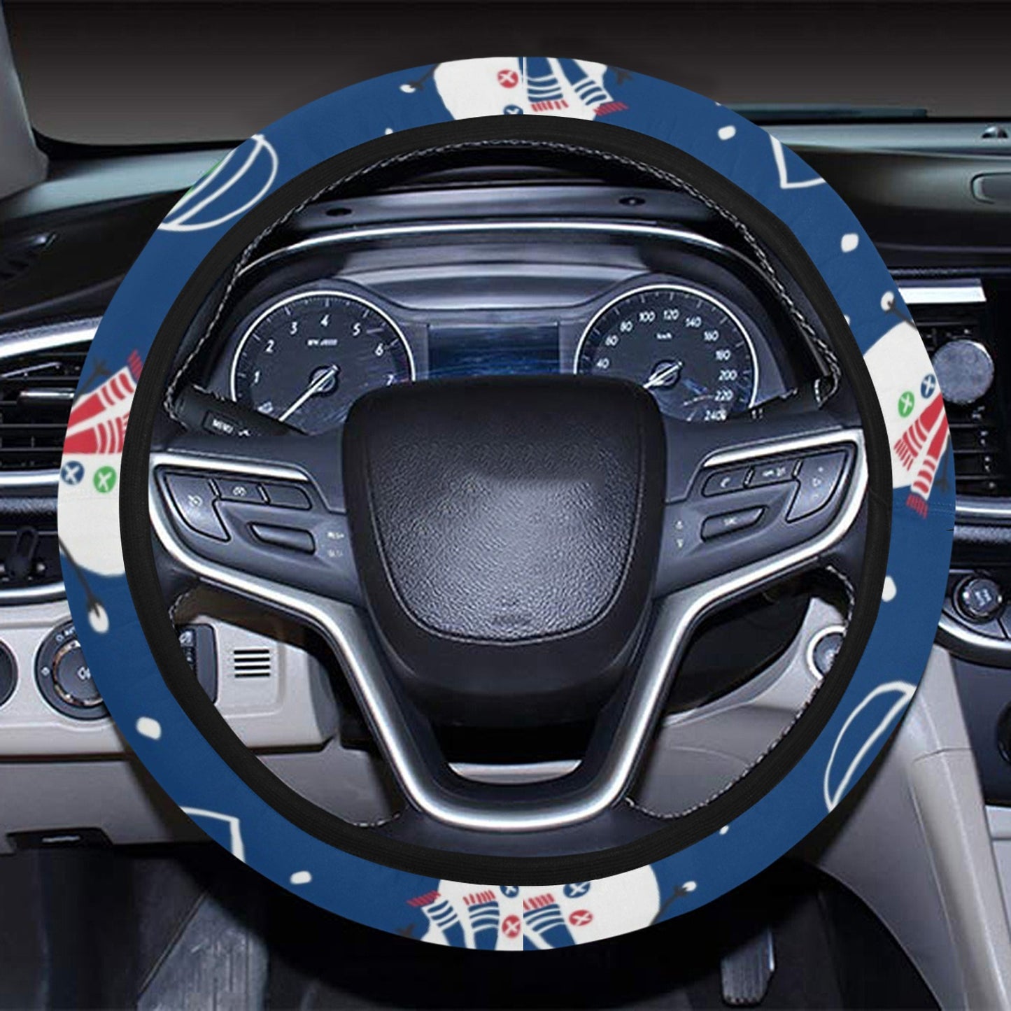 Snowman Print Design LKS306 Steering Wheel Cover with Elastic Edge